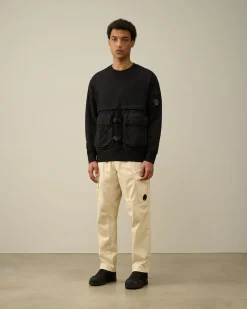 Shop C.P. Company Diagonal Haevet Fleece Blandet Aftagelig Sweatshirt Agave Gron