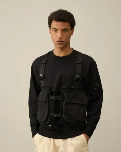 Shop C.P. Company Diagonal Haevet Fleece Blandet Aftagelig Sweatshirt Agave Gron
