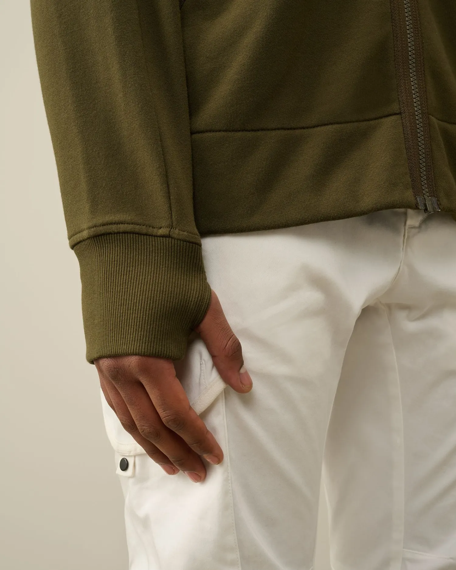 Online C.P. Company Diagonal Haevet Fleece Goggle Haettetroje Med Lynlas Blaek Bla