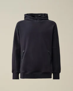Store C.P. Company Diagonal Haevet Fleece Goggle Haettetroje Med Lynlas Sort