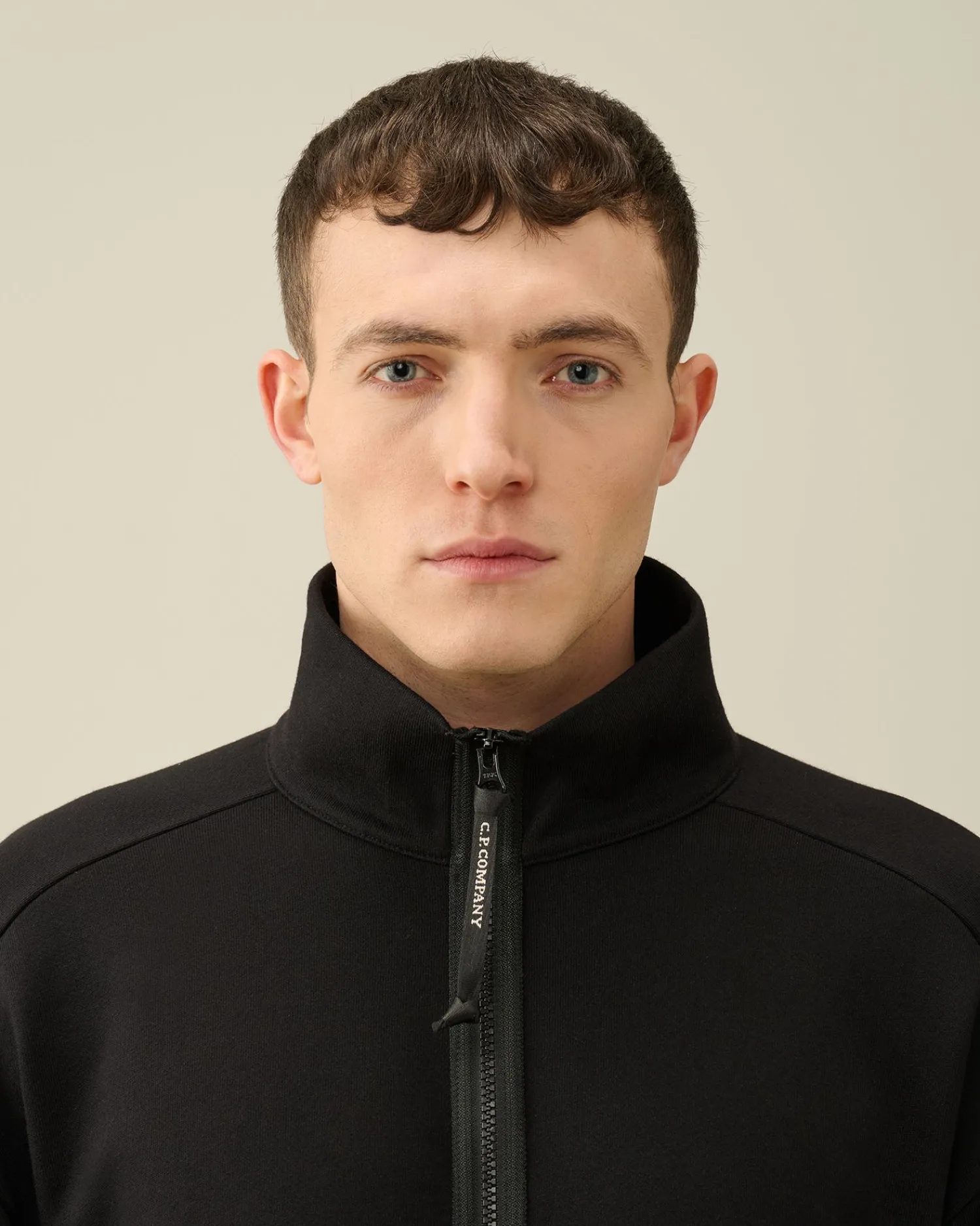 Outlet C.P. Company Diagonal Haevet Fleece Haettetroje Gaze Hvid