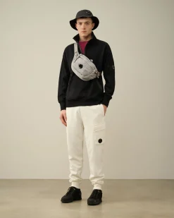 Outlet C.P. Company Diagonal Haevet Fleece Haettetroje Gaze Hvid