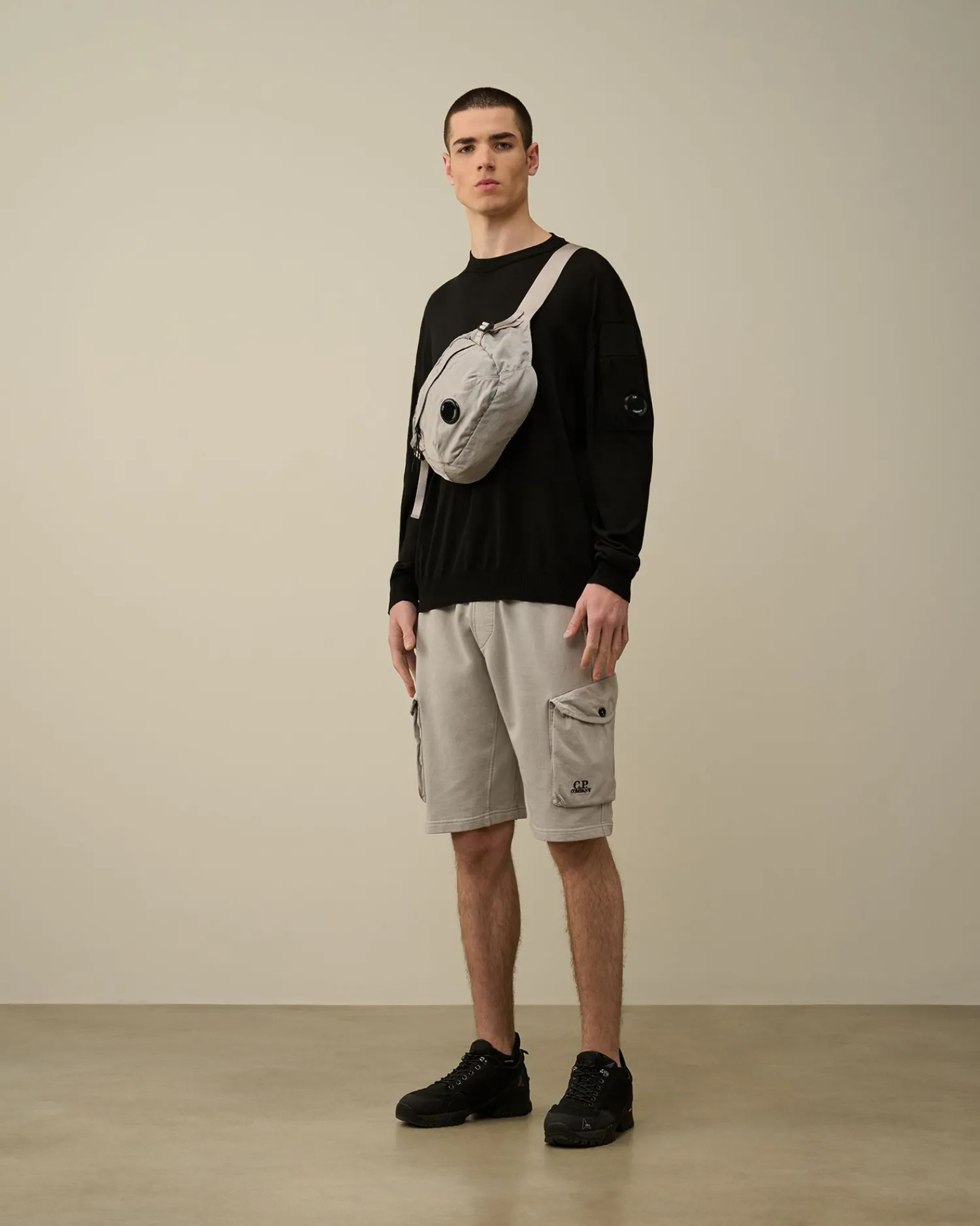 Fashion C.P. Company Diagonal Haevet Fleece Joggingbukser Gra Melange