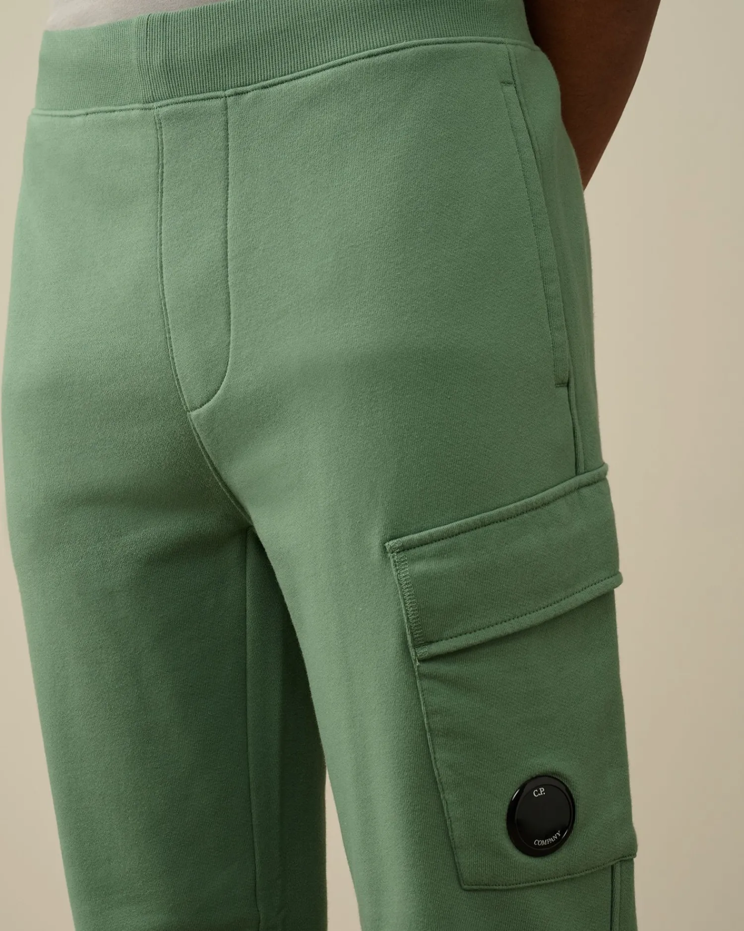 New C.P. Company Diagonal Haevet Fleece Logo Joggingbukser Sort
