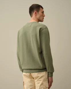 Shop C.P. Company Diagonal Haevet Fleece Sweatshirt Med Lynlas Pistacie Shell-Beige