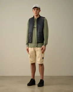 Shop C.P. Company Diagonal Haevet Fleece Sweatshirt Med Lynlas Pistacie Shell-Beige