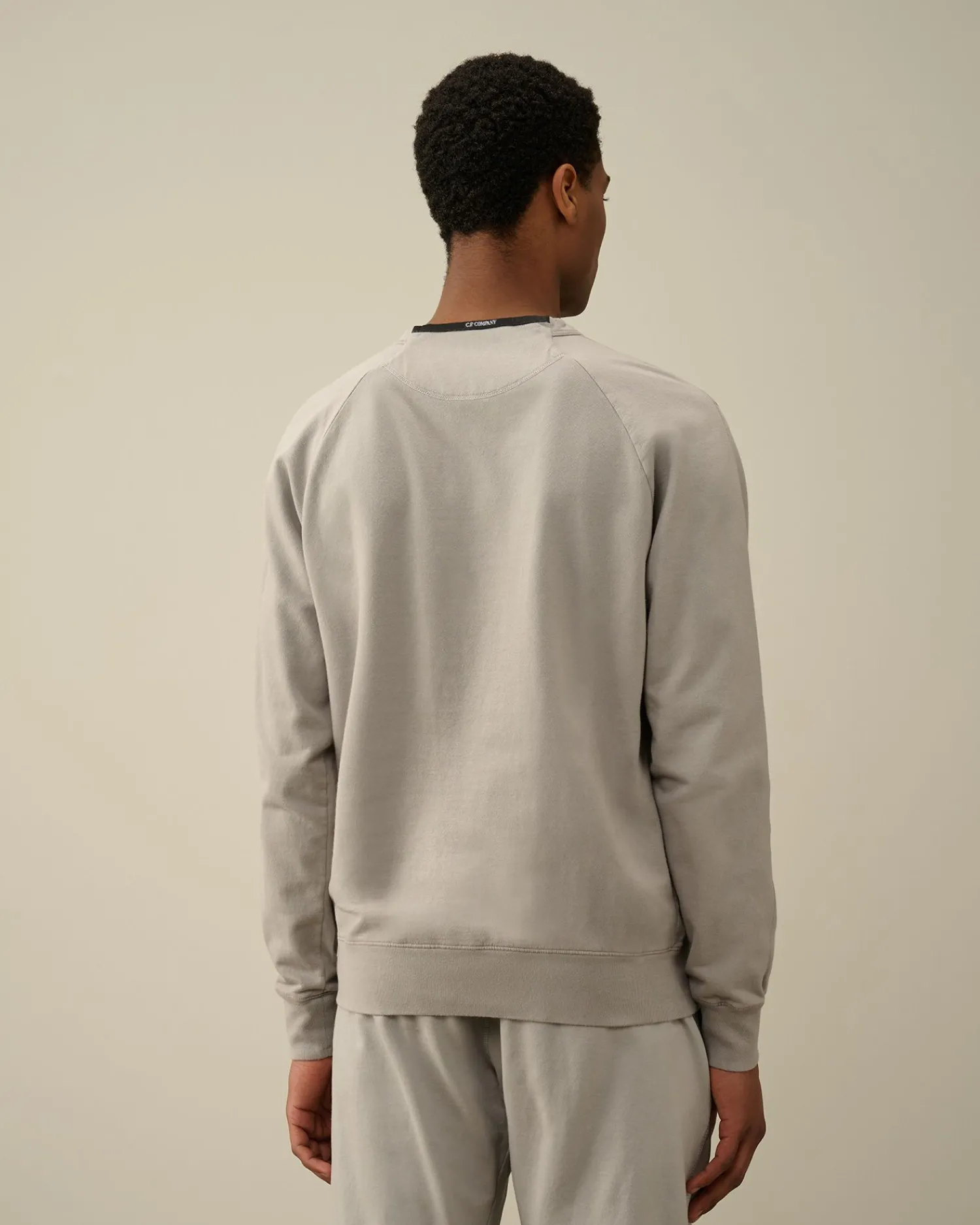 Hot C.P. Company Diagonal Haevet Fleece Sweatshirt Med Lynlas Gaze Hvid