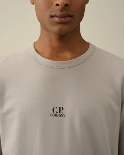 Hot C.P. Company Diagonal Haevet Fleece Sweatshirt Med Lynlas Gaze Hvid