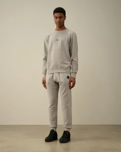 Hot C.P. Company Diagonal Haevet Fleece Sweatshirt Med Lynlas Gaze Hvid