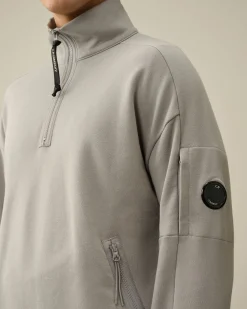 Shop C.P. Company Diagonal Haevet Fleece Sweatshirt Med Lynlas Stovregn Gra