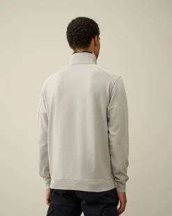 New C.P. Company Diagonal Haevet Fleece Sweatshirt Med Lynlas Rod Knop