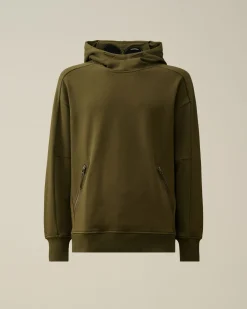 Discount C.P. Company Diagonal Haevet Fleece-Haettetroje Med Lynlas Stjernelys Bla
