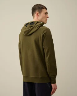 Discount C.P. Company Diagonal Haevet Fleece-Haettetroje Med Lynlas Stjernelys Bla