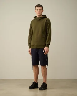 Discount C.P. Company Diagonal Haevet Fleece-Haettetroje Med Lynlas Stjernelys Bla