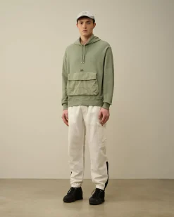 Discount C.P. Company Diagonal Haevet Fleece-Haettetroje Med Lynlas Blaek Bla