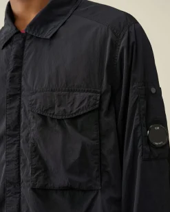 Store C.P. Company Flad Nylon Goggle Overshirt Pistacie Shell-Beige