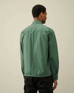 Fashion C.P. Company Flad Nylon Goggle Overshirt Green Bay