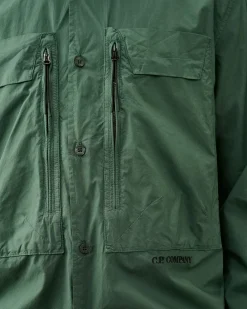 Fashion C.P. Company Flad Nylon Goggle Overshirt Green Bay
