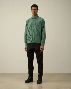 Fashion C.P. Company Flad Nylon Goggle Overshirt Green Bay