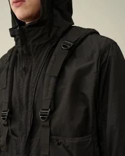 New C.P. Company Flad Nylon Vendbar Haettejakke Sort