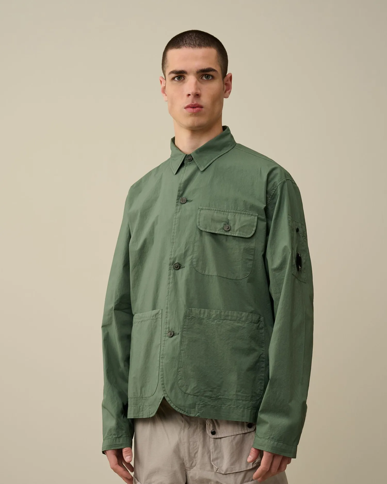 Flash Sale C.P. Company Gabardine Skjorte Med Knapper Pistacie Shell-Beige