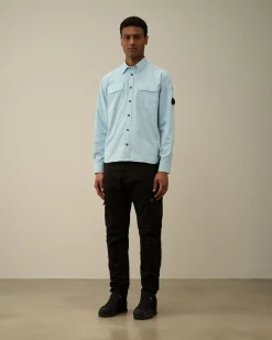 Cheap C.P. Company Gabardine Skjorte Med Lynlas Ivy Gron