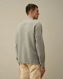 Sale C.P. Company Gabardine Skjorte Med Lynlas Himmelsk Pink