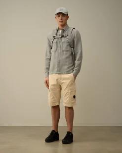 Sale C.P. Company Gabardine Skjorte Med Lynlas Himmelsk Pink