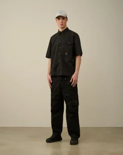 Sale C.P. Company Gabardine Skjorte Med Lynlas Sort