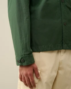 Discount C.P. Company Gabardine Skjorte Med Lynlas Blaek Bla