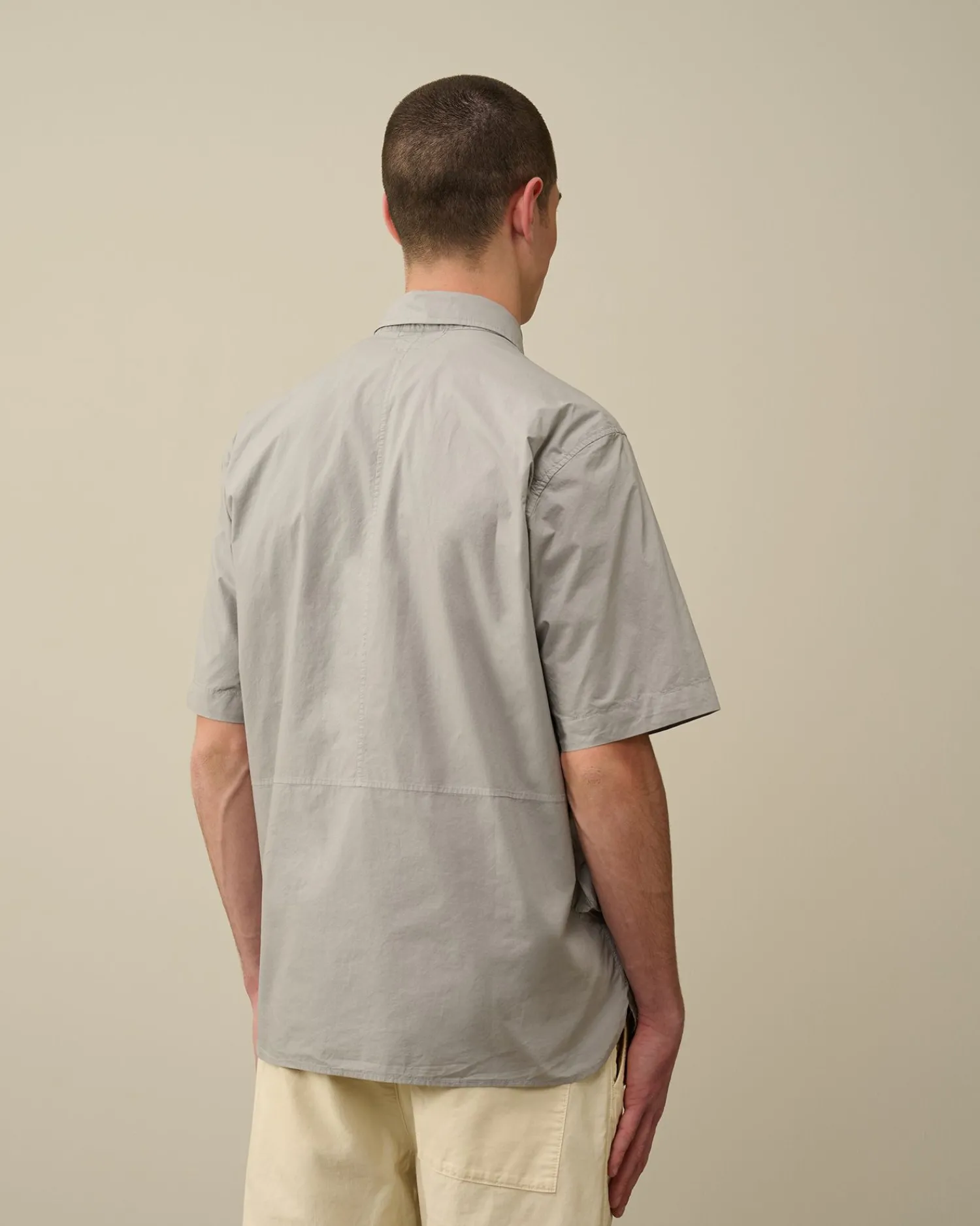 Outlet C.P. Company Gabardine Skjorte Med Lynlas Gaze Hvid