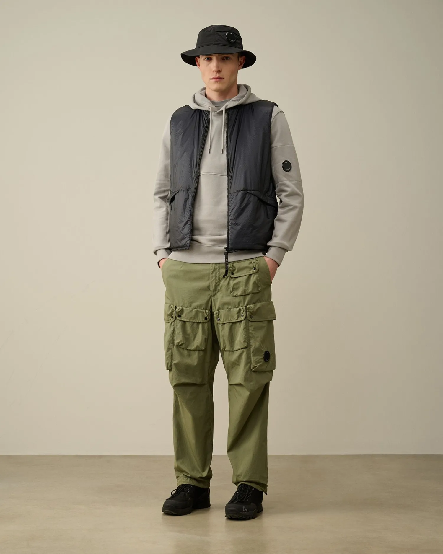 Cheap C.P. Company Haettetroje I Bomuldsfleece Stovregn Gra