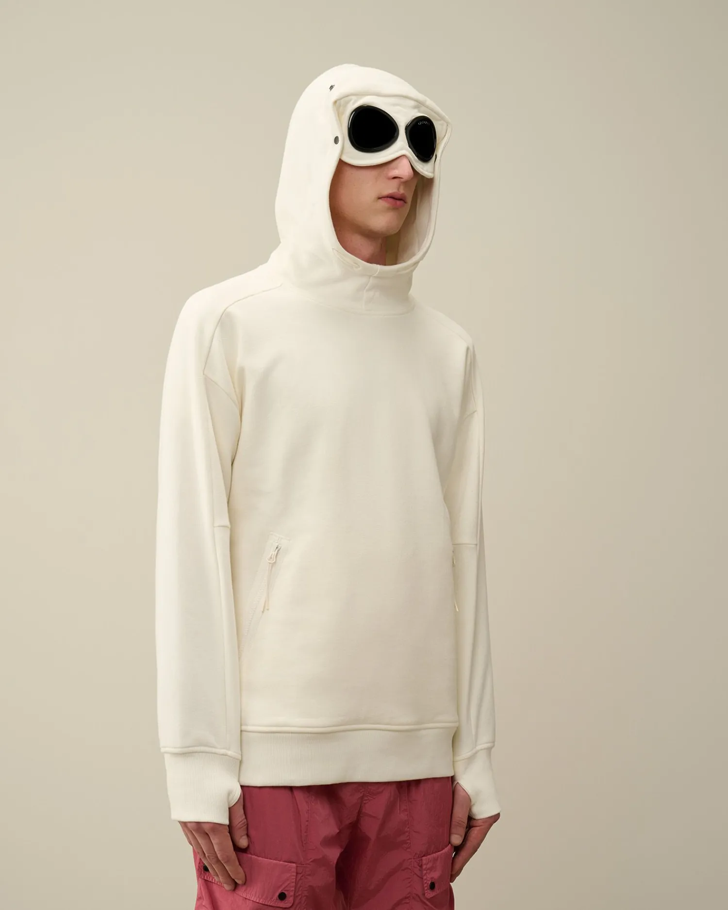 Outlet C.P. Company Haettetroje Med Diagonal Fleece I Bomuld Guld Flamme-Orange