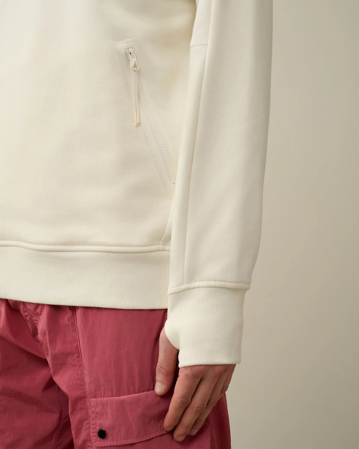 Outlet C.P. Company Haettetroje Med Diagonal Fleece I Bomuld Guld Flamme-Orange