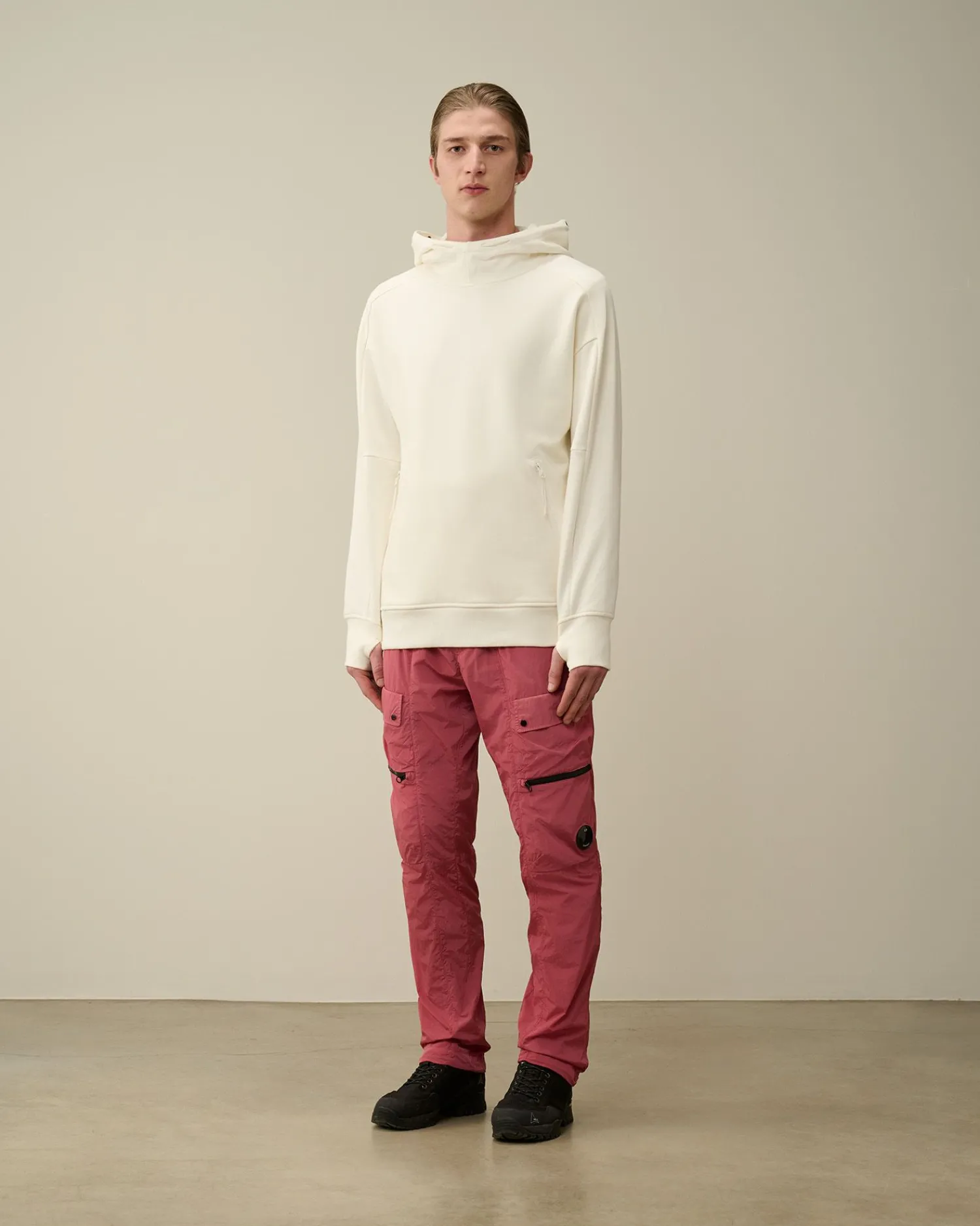 Outlet C.P. Company Haettetroje Med Diagonal Fleece I Bomuld Guld Flamme-Orange