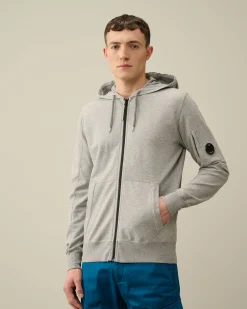 Online C.P. Company Let Fleece Haettetroje Med Lynlas Gra Melange