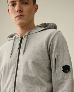 Online C.P. Company Let Fleece Haettetroje Med Lynlas Gra Melange