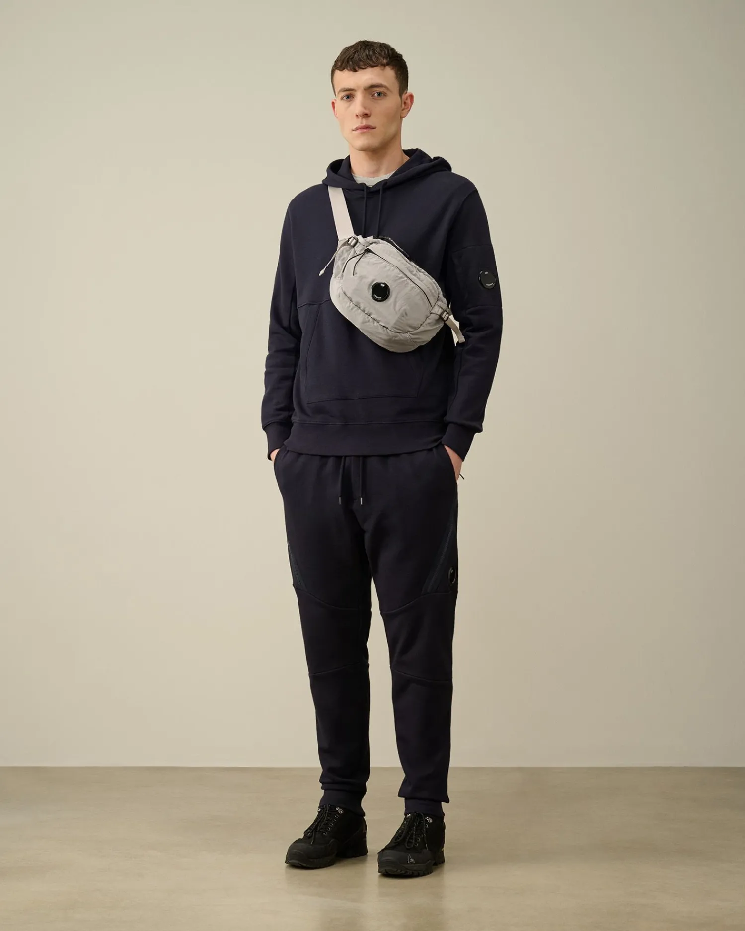 Hot C.P. Company Let Fleece Logo Sweatshirt Stovregn Gra