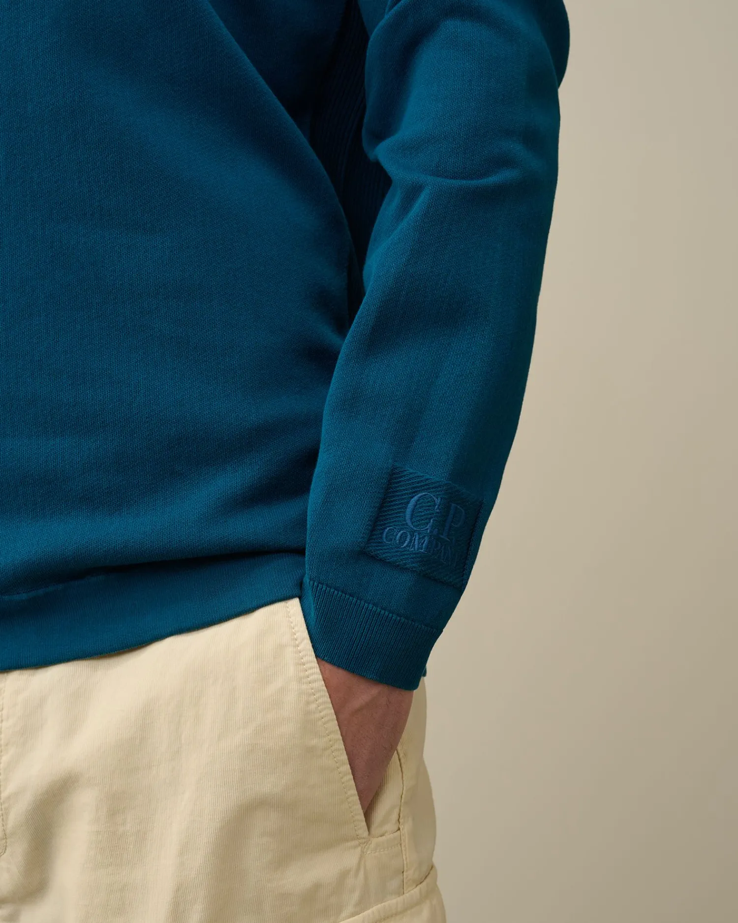 Cheap C.P. Company Let Frotte Strikket Haettetroje Gaze Hvid