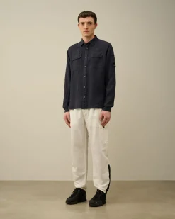 Fashion C.P. Company Lommeskjorte I Hor Total Eclipse-Blue