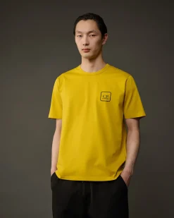 Fashion C.P. Company Metropolis Series Mercerized Jersey Logo Grafisk T-Shirt Svovl-Gul