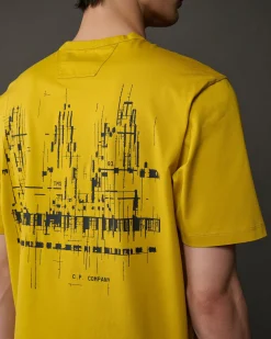 Fashion C.P. Company Metropolis Series Mercerized Jersey Logo Grafisk T-Shirt Svovl-Gul