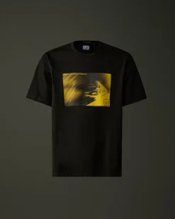 Online C.P. Company Metropolis Series Mercerized Jersey T-Shirt Med Grafisk Ansigt Hvid