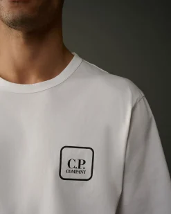 Hot C.P. Company Metropolis Series Mercerized Jersey T-Shirt Med Grafisk Ansigt Sort