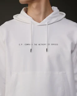 Clearance C.P. Company Metropolis Series Stretch Fleece Logo Haettetroje Hvid
