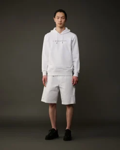 Clearance C.P. Company Metropolis Series Stretch Fleece Logo Haettetroje Hvid