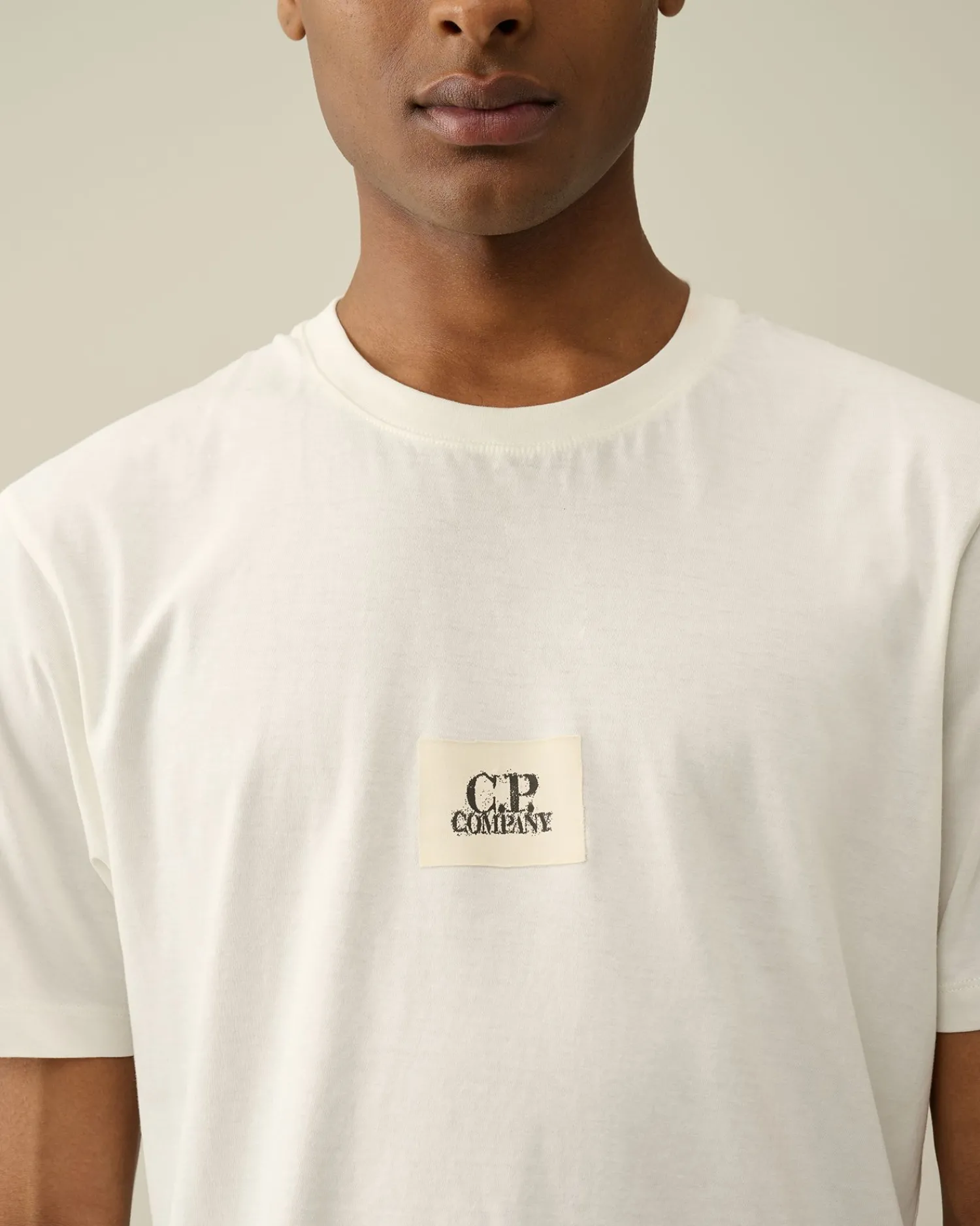 Cheap C.P. Company Naturlig Jersey T-Shirt Pistacie Shell-Beige