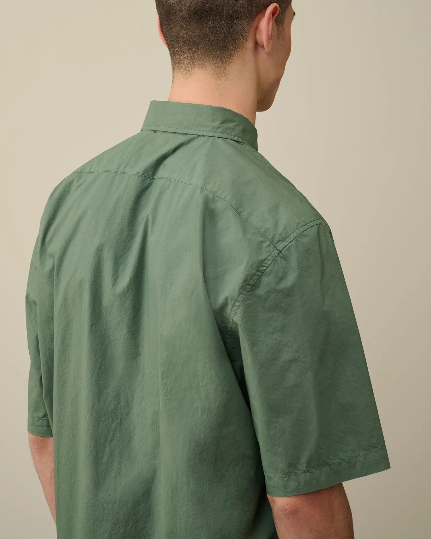 Discount C.P. Company Popeline Skjorte Med Svampet Tryk Andegron