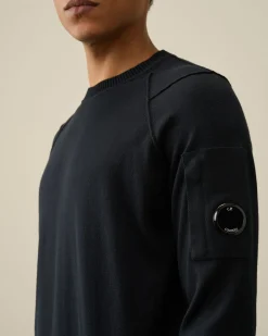 New C.P. Company Sea Island Strik Med Lynlas Sort