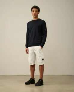 New C.P. Company Sea Island Strik Med Lynlas Sort